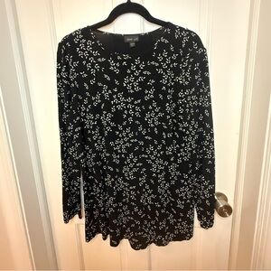 J. Jill Black and White Fitted Long Sleeve Blouse